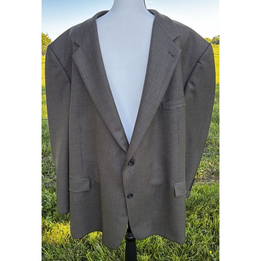 Pronto Uomo Wool Sport Coat M 54R Brown Houndstooth Blazer Tweed Jacket Vintage